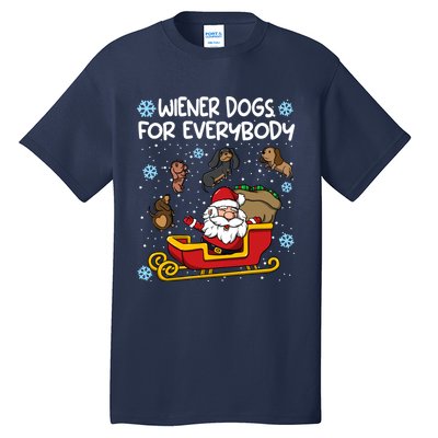 Wiener Dogs For Everybody Santa Funny Christmas Dachshund Tall T-Shirt