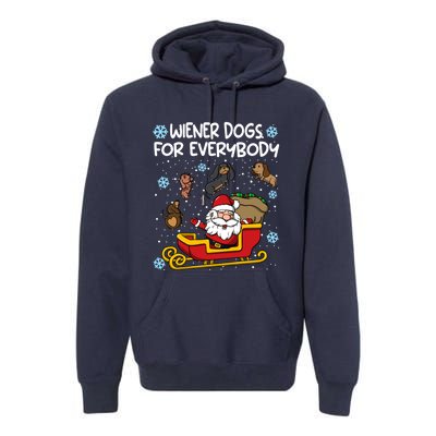 Wiener Dogs For Everybody Santa Funny Christmas Dachshund Premium Hoodie