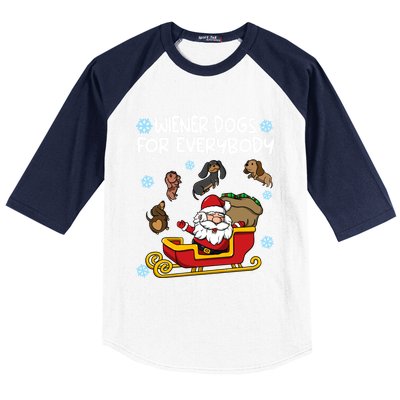 Wiener Dogs For Everybody Santa Funny Christmas Dachshund Baseball Sleeve Shirt