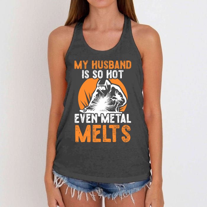 Welding Design For Your Wife Of A Welder Women's Knotted Racerback Tank