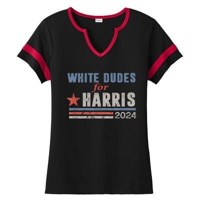 White Dudes For Kamala Harris Ladies Halftime Notch Neck Tee