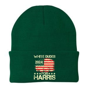 White Dudes For Kamala Harris 2024 President Election Retro Knit Cap Winter Beanie