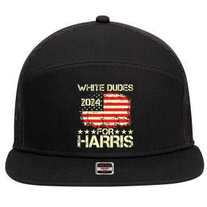 White Dudes For Kamala Harris 2024 President Election Retro 7 Panel Mesh Trucker Snapback Hat