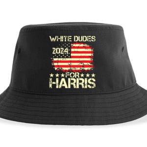 White Dudes For Kamala Harris 2024 President Election Retro Sustainable Bucket Hat