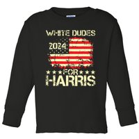 White Dudes For Kamala Harris 2024 President Election Retro Toddler Long Sleeve Shirt