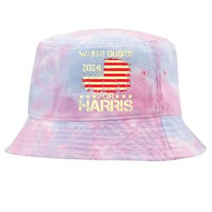 White Dudes For Kamala Harris 2024 President Election Retro Tie-Dyed Bucket Hat