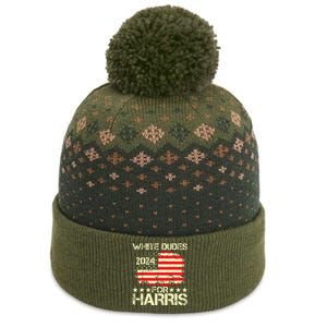 White Dudes For Kamala Harris 2024 President Election Retro The Baniff Cuffed Pom Beanie