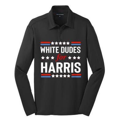 White Dudes For Kamala Harris Silk Touch Performance Long Sleeve Polo