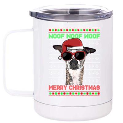 Whippets Dog Funny Woof Merry Christmas Gift 12 oz Stainless Steel Tumbler Cup