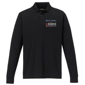 White Dudes For Harris 2024 For President Performance Long Sleeve Polo