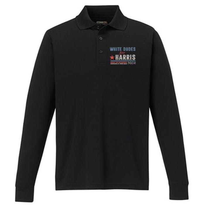 White Dudes For Harris 2024 For President Performance Long Sleeve Polo