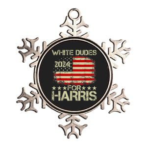 White Dudes For Kamala Harris 2024 President Election Retro Metallic Star Ornament