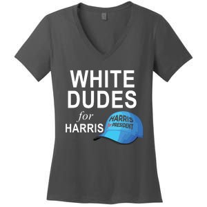 White Dudes For Harris Women's V-Neck T-Shirt