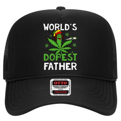 World’S Dopest Father Weed Marijuana Cannabis High Crown Mesh Back Trucker Hat