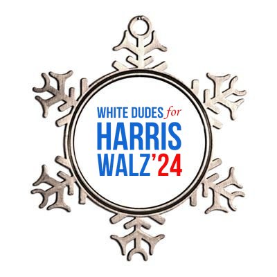 White Dudes For Harris Walz 2024 Presidential Campaign Metallic Star Ornament