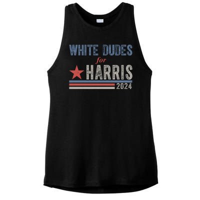 White Dudes For Harris 2024 Vintage Election Ladies PosiCharge Tri-Blend Wicking Tank