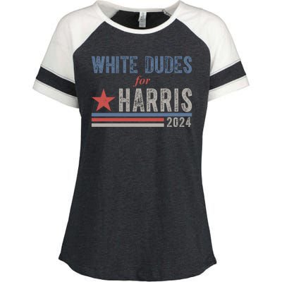 White Dudes For Harris 2024 Vintage Election Enza Ladies Jersey Colorblock Tee