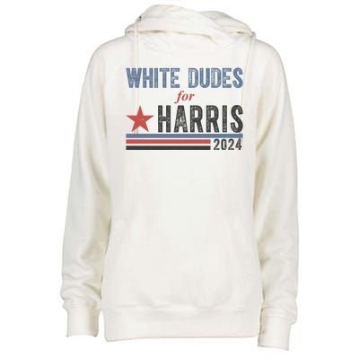 White Dudes For Harris 2024 Vintage Election Womens Funnel Neck Pullover Hood