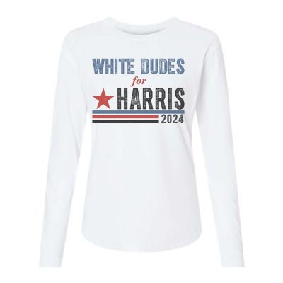 White Dudes For Harris 2024 Vintage Election Womens Cotton Relaxed Long Sleeve T-Shirt