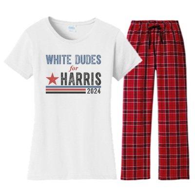 White Dudes For Harris 2024 Vintage Election Women's Flannel Pajama Set