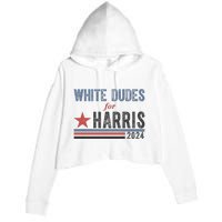 White Dudes For Harris 2024 Vintage Election Crop Fleece Hoodie