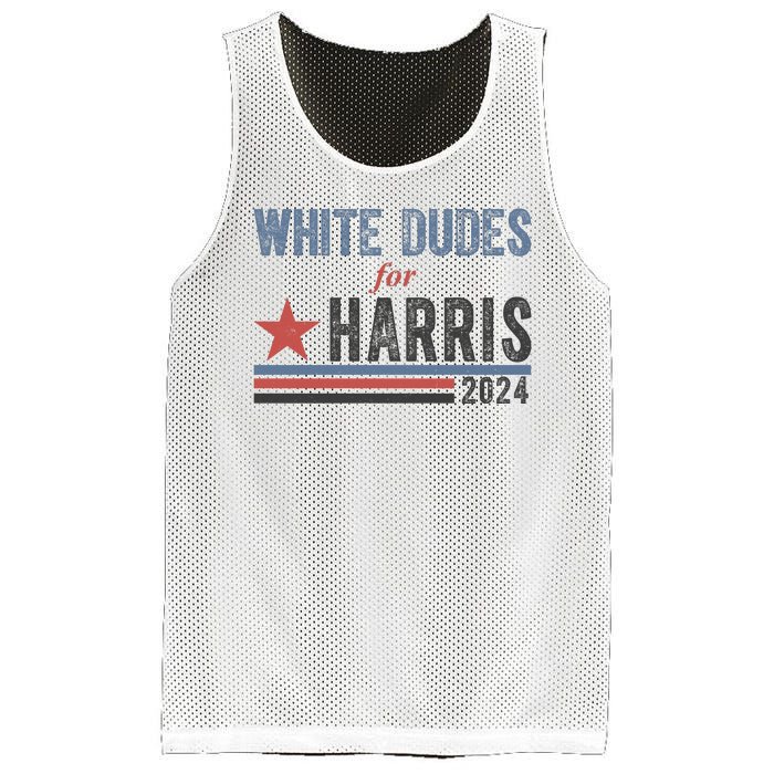 White Dudes For Harris 2024 Vintage Election Mesh Reversible Basketball Jersey Tank