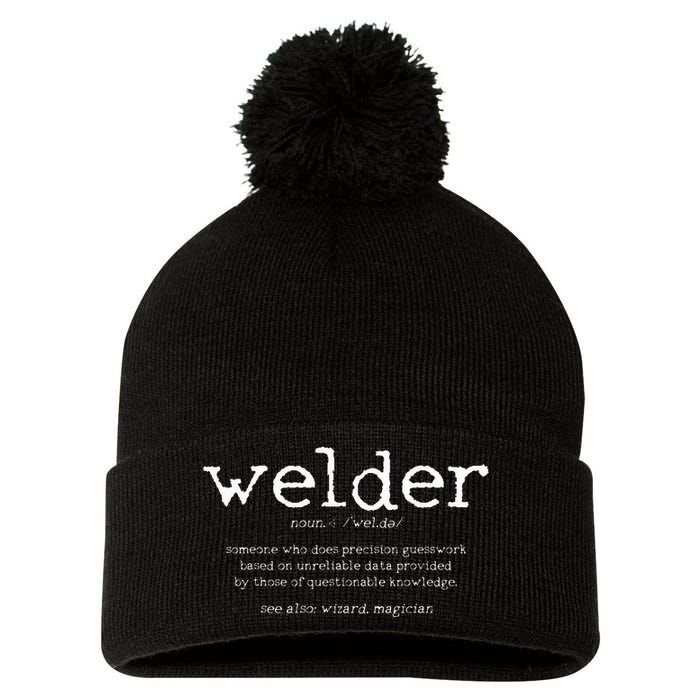 Welder Definition Funny Welding Quote Welder Gift Pom Pom 12in Knit Beanie