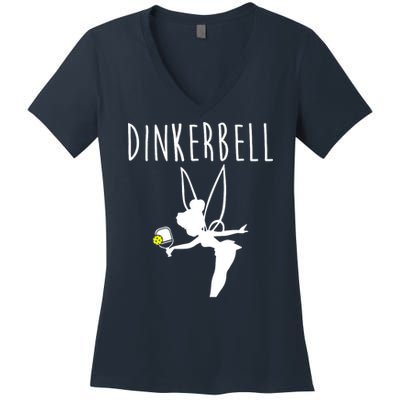 Wo Dinkerbell Funny Pickleball Women's V-Neck T-Shirt