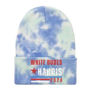 White Dudes For Harris 2024 For President Tie Dye 12in Knit Beanie