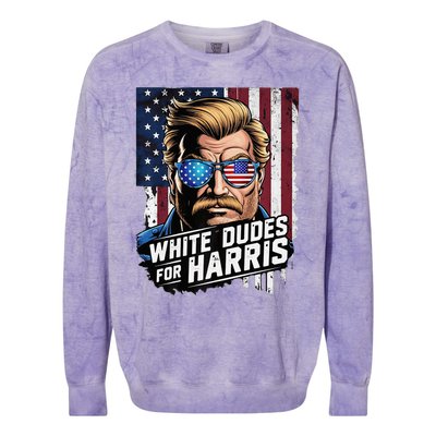 White Dudes For Harris Support Kamala 2024 Antitrump Colorblast Crewneck Sweatshirt