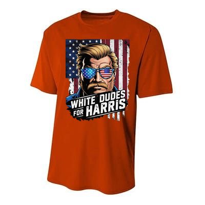 White Dudes For Harris Support Kamala 2024 Antitrump Performance Sprint T-Shirt