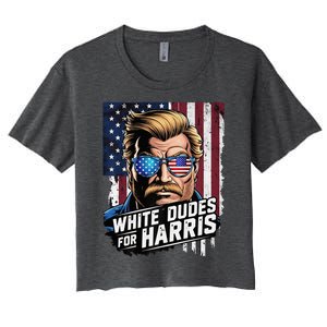 White Dudes For Harris Support Kamala 2024 Antitrump Women's Crop Top Tee