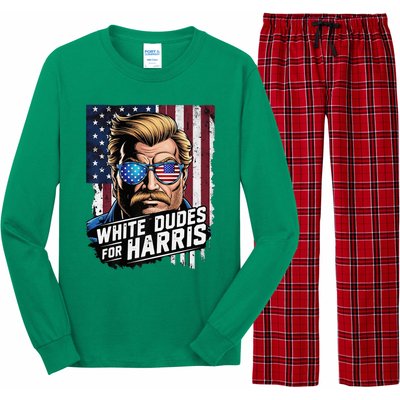 White Dudes For Harris Support Kamala 2024 Antitrump Long Sleeve Pajama Set