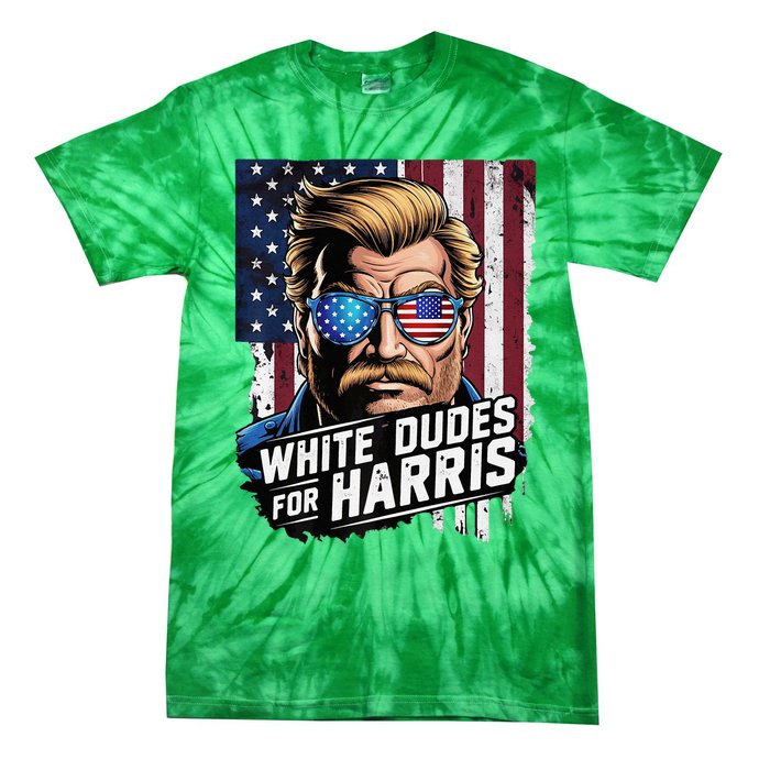 White Dudes For Harris Support Kamala 2024 Antitrump Tie-Dye T-Shirt