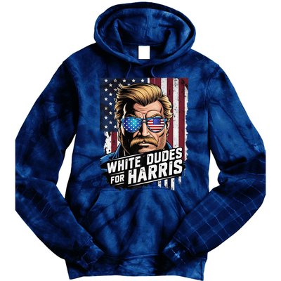 White Dudes For Harris Support Kamala 2024 Antitrump Tie Dye Hoodie