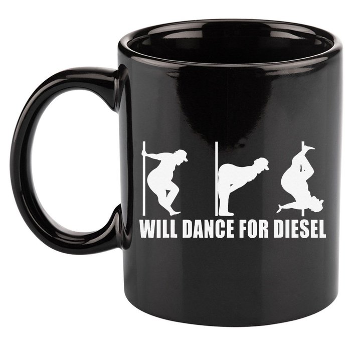 Will Dance For Diesel Funny Father's Day Dad Pole Dance 11oz C Handle Ceramic Mug
