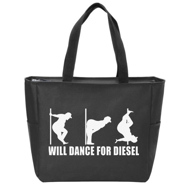 Will Dance For Diesel Funny Father's Day Dad Pole Dance Zip Tote Bag