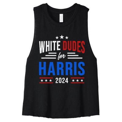 White Dudes For Harris 2024 Waltz Walz Election Campaign Women's Racerback Cropped Tank