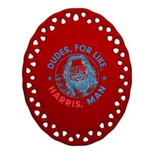 White Dude For Kamala Harris 2024 Support Design Ceramic Oval Ornament