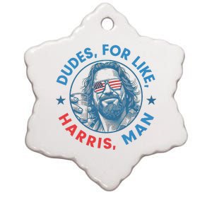 White Dude For Kamala Harris 2024 Support Design Ceramic Star Ornament