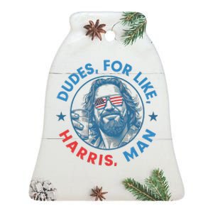 White Dude For Kamala Harris 2024 Support Design Ceramic Bell Ornament