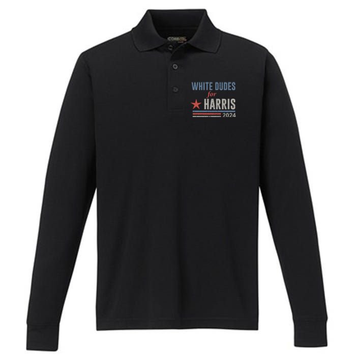 White Dudes For Harris Kamala 2024 Performance Long Sleeve Polo