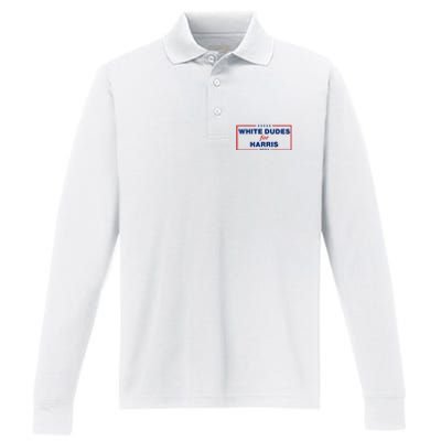 White Dudes For Harris 2024 Performance Long Sleeve Polo