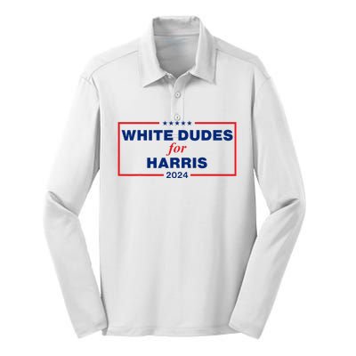 White Dudes For Harris 2024 Silk Touch Performance Long Sleeve Polo