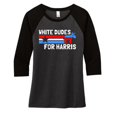 White Dudes For Harris Kamala Harris Women's Tri-Blend 3/4-Sleeve Raglan Shirt