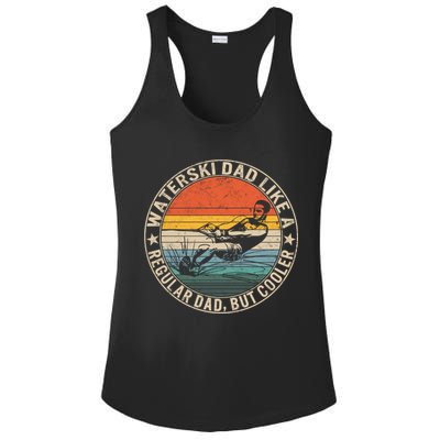 Waterski Dad Fathers Day Ski Lover Dad Water Skiing Rider Gift Ladies PosiCharge Competitor Racerback Tank
