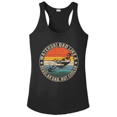 Waterski Dad Fathers Day Ski Lover Dad Water Skiing Rider Gift Ladies PosiCharge Competitor Racerback Tank