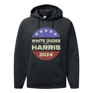 White Dudes For Harris 2024 Performance Fleece Hoodie