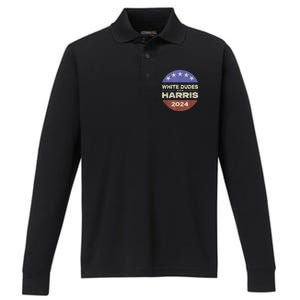 White Dudes For Harris 2024 Performance Long Sleeve Polo