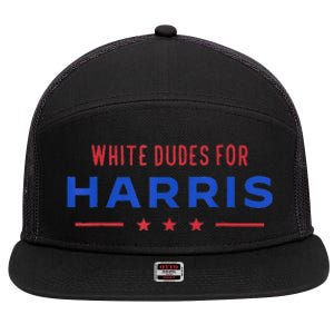 White Dudes For Harris 7 Panel Mesh Trucker Snapback Hat